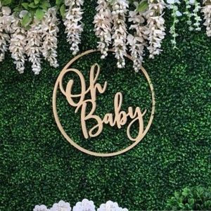 Oh Boy Round Wooden Sign, Great for Nursery Rooms, Baby Shower and more 23 inch